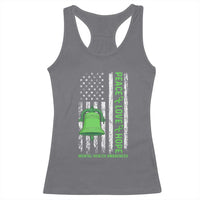 Mental Health Awarenes Racerback Tank Top Peace Love Hope Green Ribbon
