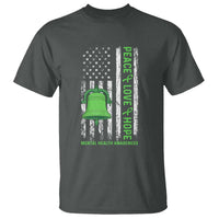 Mental Health Awarenes T Shirt Peace Love Hope Green Ribbon