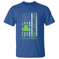 Mental Health Awarenes T Shirt Peace Love Hope Green Ribbon