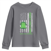 Mental Health Awarenes Youth Sweatshirt Peace Love Hope Green Ribbon