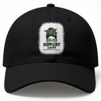 Mental Health Awarenes Baseball Cap Messy Bun Green Ribbon Support