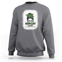 Mental Health Awarenes Sweatshirt Messy Bun Green Ribbon Support