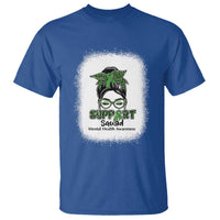 Mental Health Awarenes T Shirt Messy Bun Green Ribbon Support