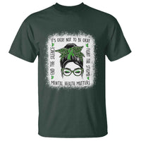 Mental Health Matters T Shirt Messy Bun Green Ribbon Support