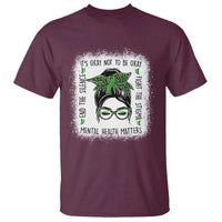 Mental Health Matters T Shirt Messy Bun Green Ribbon Support