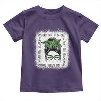 Mental Health Matters Toddler T Shirt Messy Bun Green Ribbon Support