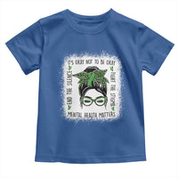 Mental Health Matters Toddler T Shirt Messy Bun Green Ribbon Support