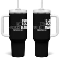Bold Badass Superhuman Old Ass Man Tumbler With Handle Funny Grandpa Dad Motivational Quote