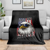 Bald and Majestic Throw Blanket Patriotic Bald Eagle 4th Of July