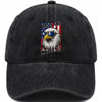 Bald and Majestic Washed Cotton Baseball Cap Patriotic Bald Eagle 4th Of July