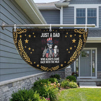 Just a Dad Who Always Came Back with The Milk Patriotic Fan Flag Funny Skeleton Dad 4th Of July