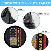 Patriotic School Bus Driver USA American Flag Spare Tire Cover