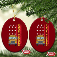 Patriotic School Bus Driver USA American Flag Ceramic Ornament