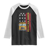 Patriotic School Bus Driver USA American Flag Raglan Shirt
