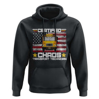 Certified Chaos Transport Technician Hoodie Patriotic School Bus Driver USA American Flag