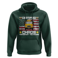Certified Chaos Transport Technician Hoodie Patriotic School Bus Driver USA American Flag