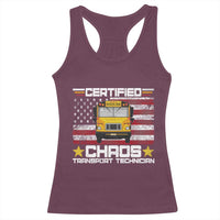 Certified Chaos Transport Technician Racerback Tank Top Patriotic School Bus Driver USA American Flag