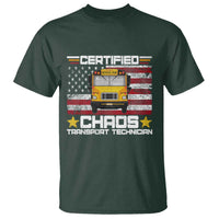Certified Chaos Transport Technician T Shirt Patriotic School Bus Driver USA American Flag