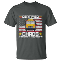 Certified Chaos Transport Technician T Shirt Patriotic School Bus Driver USA American Flag