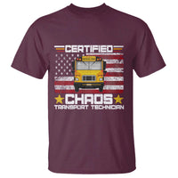 Certified Chaos Transport Technician T Shirt Patriotic School Bus Driver USA American Flag