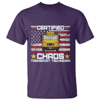 Certified Chaos Transport Technician T Shirt Patriotic School Bus Driver USA American Flag