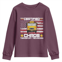 Certified Chaos Transport Technician Youth Sweatshirt Patriotic School Bus Driver USA American Flag