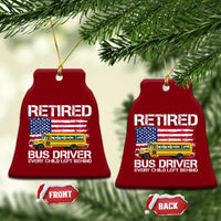 Retired School Bus Driver Ceramic Ornament Patriotic USA American Flag