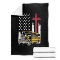 Bus Driver Patriotic Christian USA Flag Throw Blanket School Bus Driver