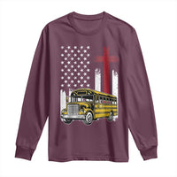 Bus Driver Patriotic Christian USA Flag Long Sleeve Shirt School Bus Driver