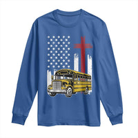 Bus Driver Patriotic Christian USA Flag Long Sleeve Shirt School Bus Driver
