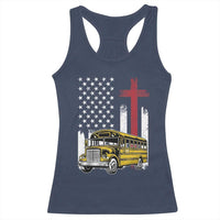 Bus Driver Patriotic Christian USA Flag Racerback Tank Top School Bus Driver