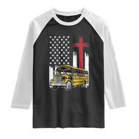 Bus Driver Patriotic Christian USA Flag Raglan Shirt School Bus Driver