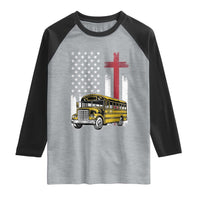 Bus Driver Patriotic Christian USA Flag Raglan Shirt School Bus Driver
