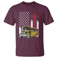 Bus Driver Patriotic Christian USA Flag T Shirt School Bus Driver