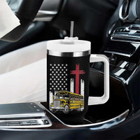 Bus Driver Patriotic Christian USA Flag Tumbler With Handle School Bus Driver