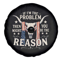 Cow Bull Skull American Flag Vintage Western Spare Tire Cover - Wonder Print Shop
