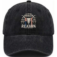 Cow Bull Skull American Flag Vintage Western Washed Cotton Baseball Cap