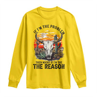Cow Bull Skull Long Sleeve Shirt If Problem Vintage Then You Might Be Reason - Wonder Print Shop