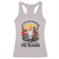 Cow Bull Skull Racerback Tank Top If Problem Vintage Then You Might Be Reason - Wonder Print Shop