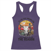 Cow Bull Skull Racerback Tank Top If Problem Vintage Then You Might Be Reason - Wonder Print Shop