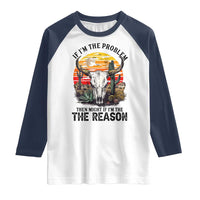 Cow Bull Skull Raglan Shirt If Problem Vintage Then You Might Be Reason - Wonder Print Shop