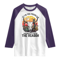 Cow Bull Skull Raglan Shirt If Problem Vintage Then You Might Be Reason - Wonder Print Shop