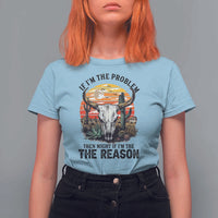 Cow Bull Skull T Shirt For Women If Problem Vintage Then You Might Be Reason - Wonder Print Shop