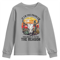 Cow Bull Skull Youth Sweatshirt If Problem Vintage Then You Might Be Reason - Wonder Print Shop