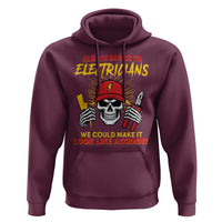 Funny Electrician Skull Hoodie Electrical Engineer Electricity Lineman - Wonder Print Shop