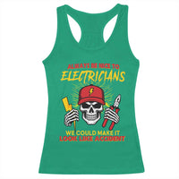 Funny Electrician Skull Racerback Tank Top Electrical Engineer Electricity Lineman - Wonder Print Shop