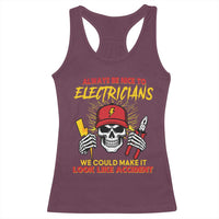 Funny Electrician Skull Racerback Tank Top Electrical Engineer Electricity Lineman - Wonder Print Shop
