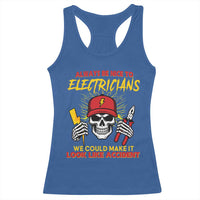 Funny Electrician Skull Racerback Tank Top Electrical Engineer Electricity Lineman - Wonder Print Shop