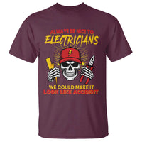 Funny Electrician Skull T Shirt Electrical Engineer Electricity Lineman - Wonder Print Shop