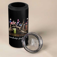 Somebody's Feral Aunt 4 in 1 Can Cooler Tumbler Raccoon Drinking Iced Matcha Latte Sarcastic Animal Humor
